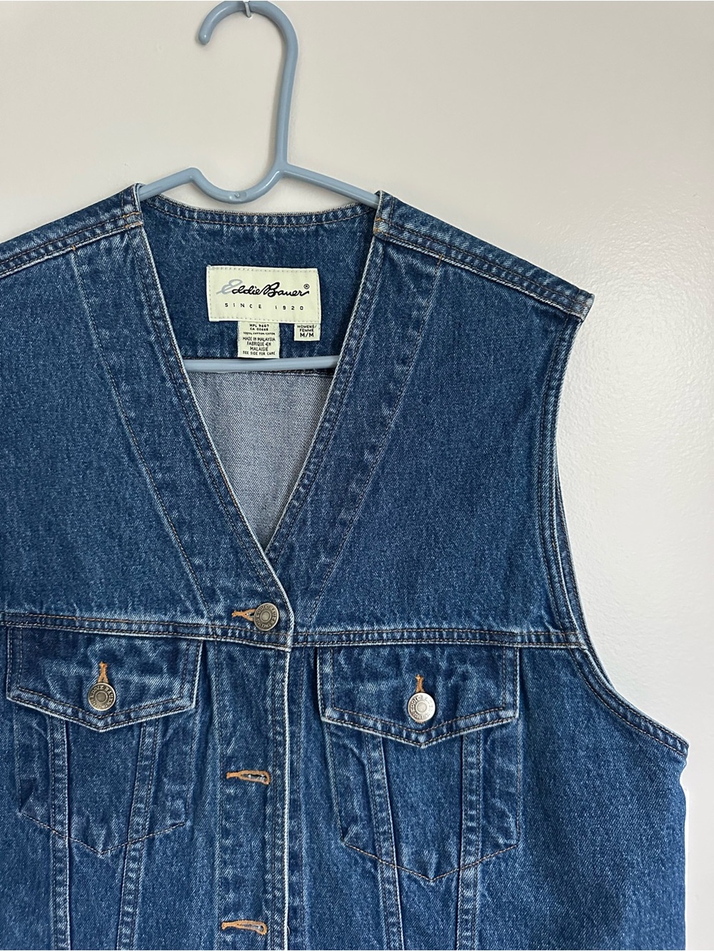 Eddie Bauer Medium Blue Denim V-Neck Vest
